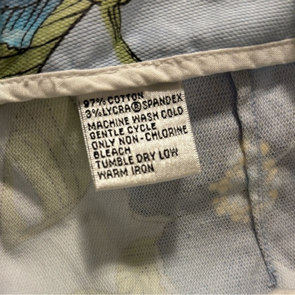 Talbots blue, green & yellow floral pique straight leg pants, 16 - Picture 7 of 8